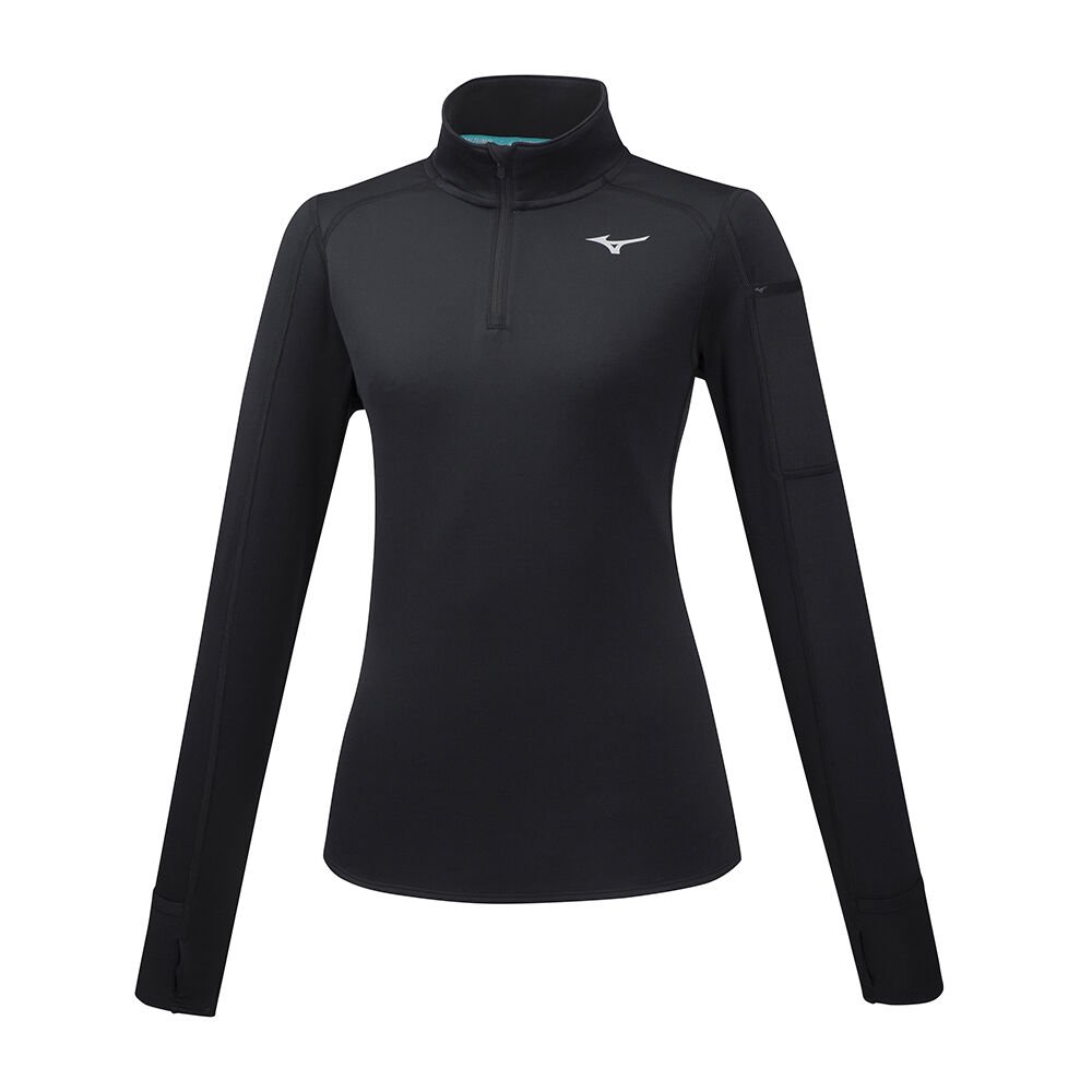 Womens Mizuno Vortex Warmalite HZ Running Tops Black Philippines (CXIBOQ546)